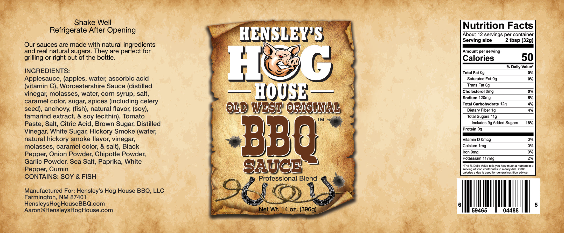 Hensley's Hog House BBQ™ Old West Original Barbecue Sauce 14 oz