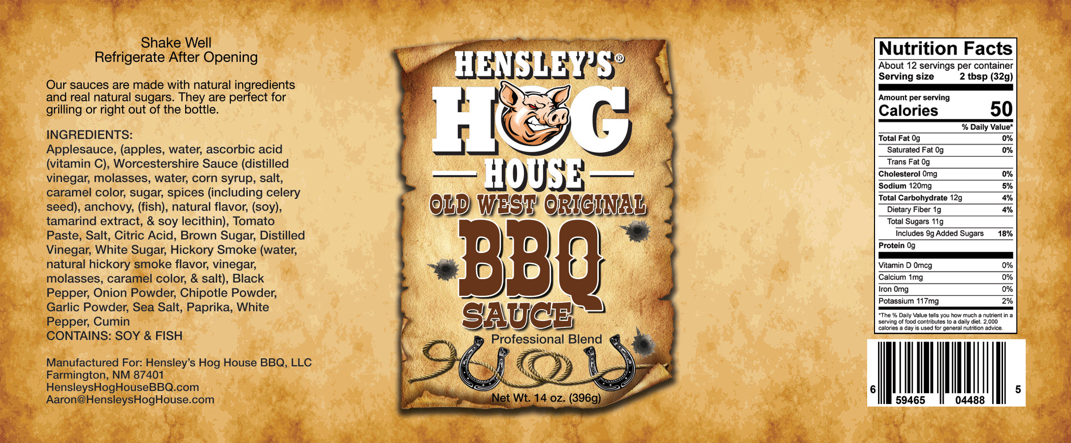 Hensley's Hog House BBQ® Sauce Two Pack.  (Original and Spicy)