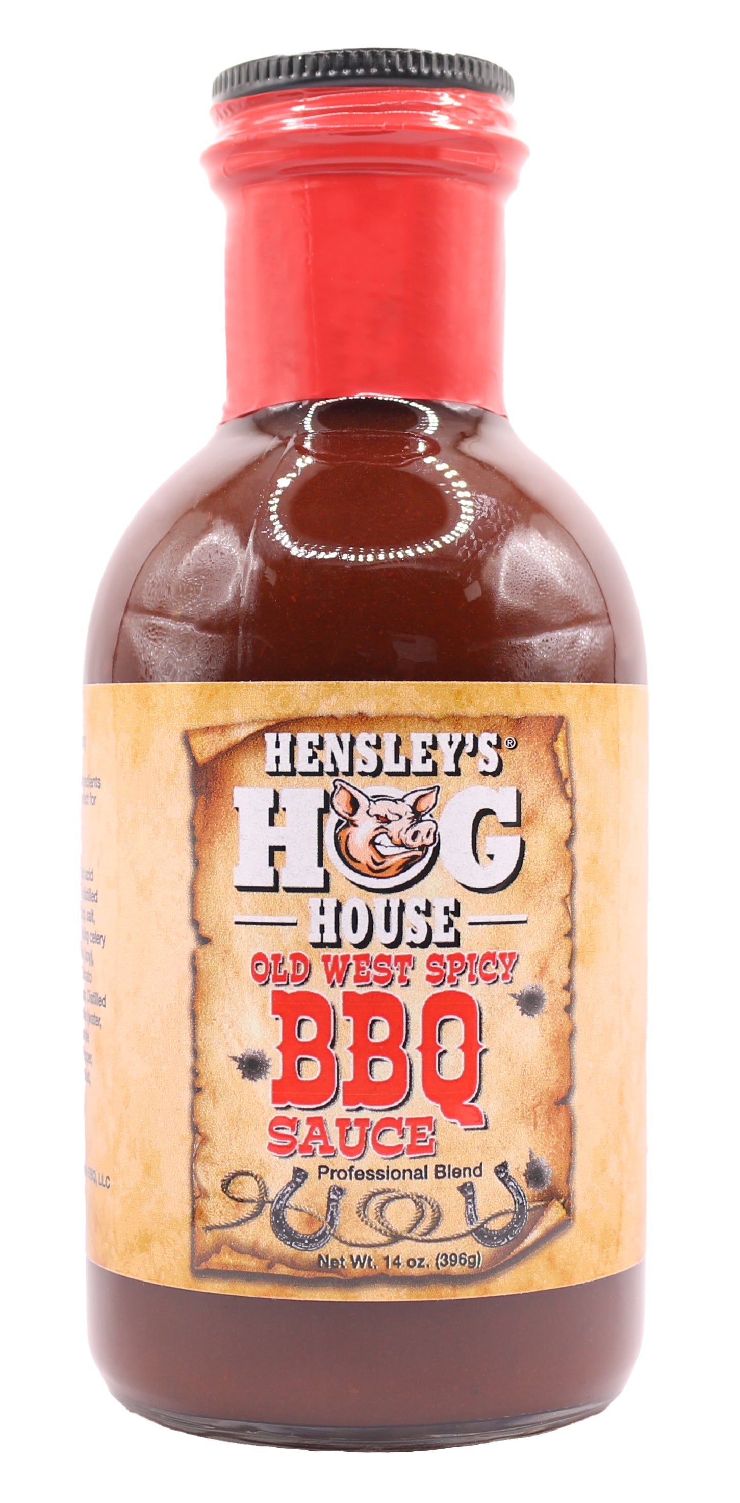 Hensley's Hog House BBQ® Old West Spicy Barbecue Sauce. HOT 14 oz